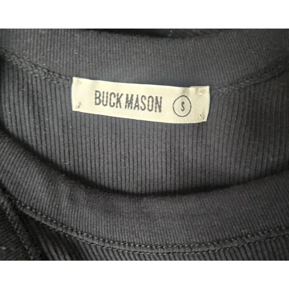 Buck Mason Ribbed Dress Women's Size Small Black Tank Maxi Sleeveless - Picture 9 of 9